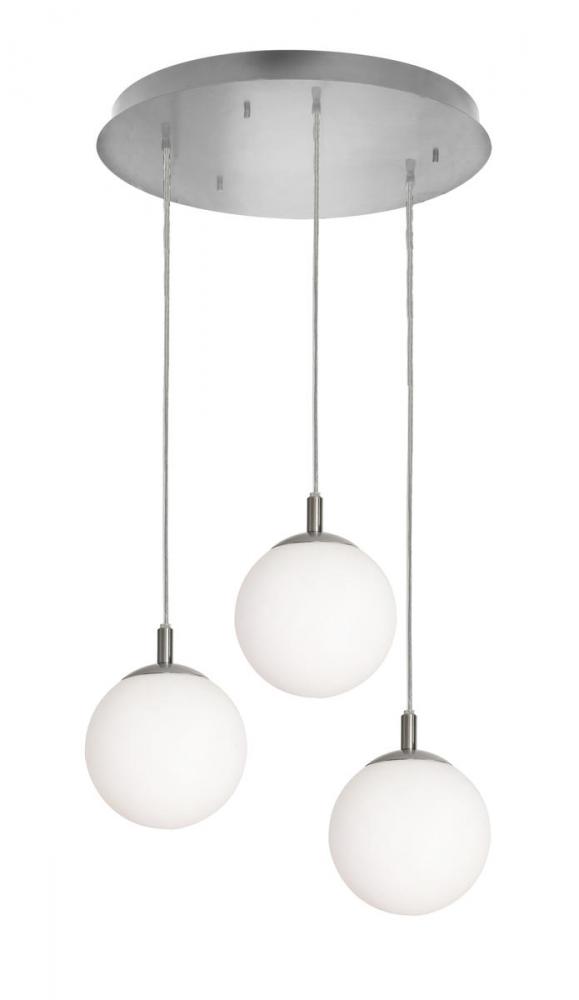 Loretto 3 Light Round Pendant,120V,Satin Nickel