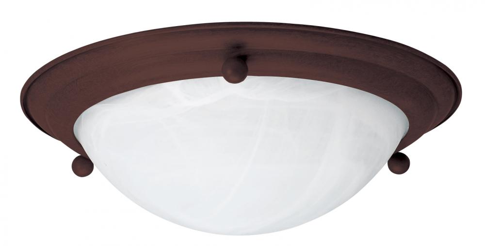 Two Light Oil Rubbed Bronze White Swirl Glass Bowl Flush Mount