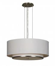  DYP618SNMV - Six Light Satin Nickel White Opal Glass White Linen Shade Drum Shade Pendant