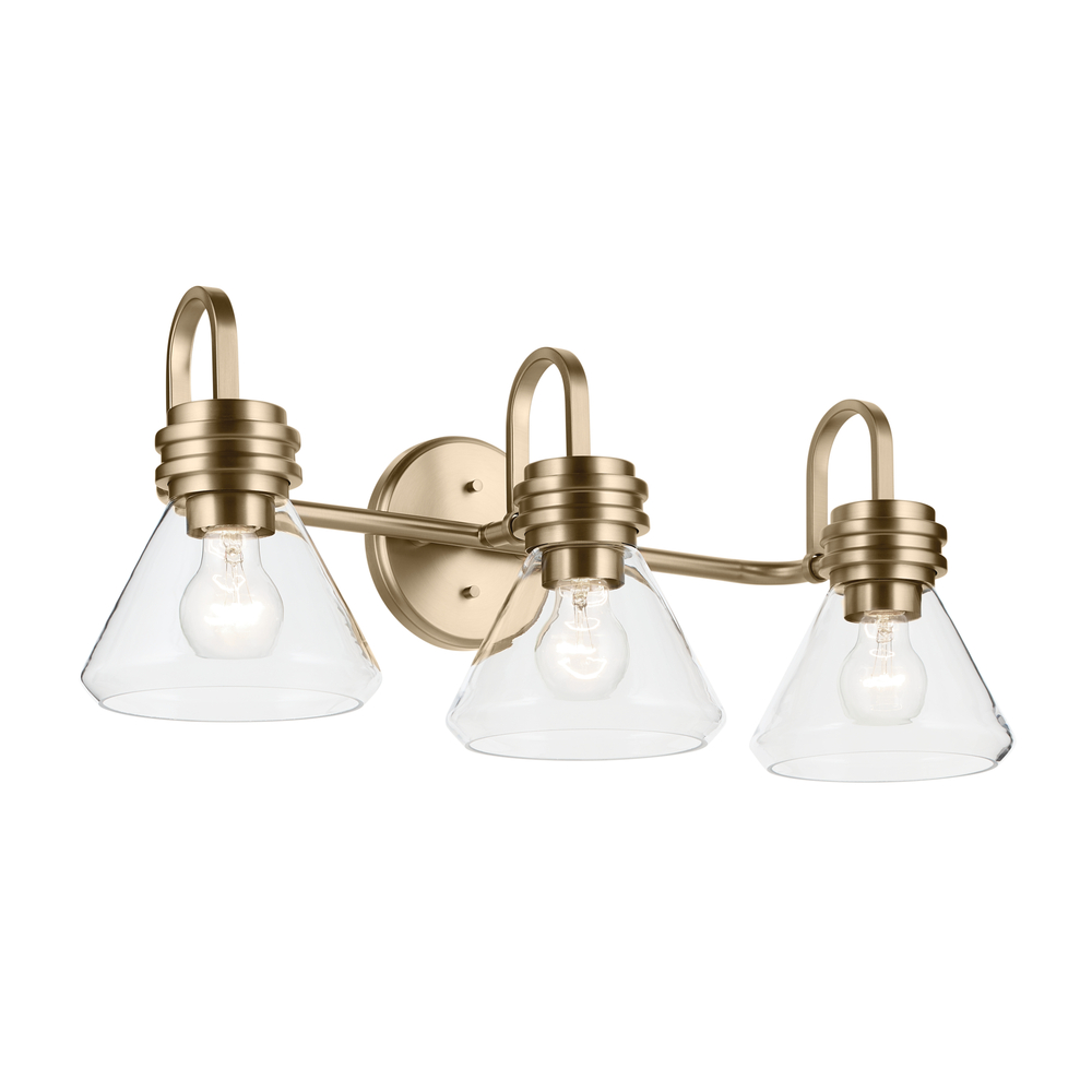 Farum 26" 3-Light Vanity Light with Clear Glass in Champagne Bronze