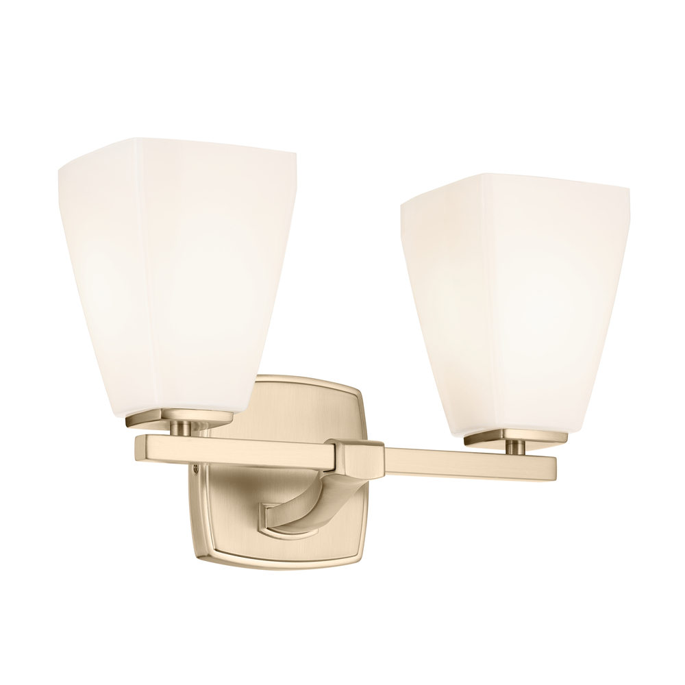 Marant 14.25" 2-Light Vanity Light with Opal Glass in Champagne Bronze