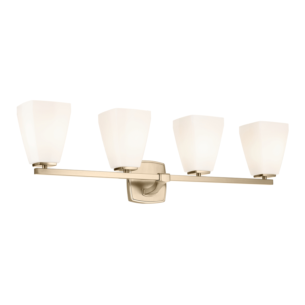 Marant 33.25" 4-Light Vanity Light with Opal Glass in Champagne Bronze