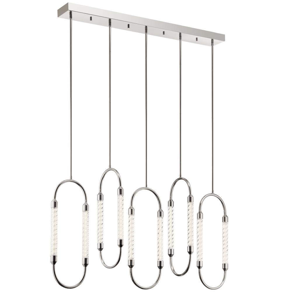 Delsey™ 5 Light Linear Pendant Cluster Polished Nickel