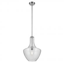  42046CHCS - Everly 19.75" 1-Light Bell Pendant with Clear Seeded Glass in Chrome
