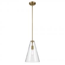  42199NBR - Everly 15.25" 1-Light Cone Pendant with Clear Glass in Natural Brass