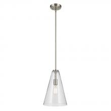 42199NICS - Everly 15.25" 1-Light Cone Pendant with Clear Seeded Glass in Brushed Nickel