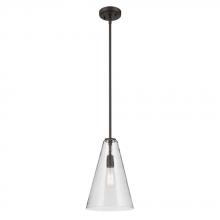  42199OZCS - Everly 15.25" 1-Light Cone Pendant with Clear Seeded Glass in Olde Bronze