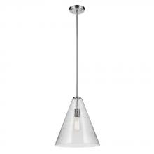  42200CHCS - Everly 15.5" 1-Light Cone Pendant with Clear Seeded Glass in Chrome