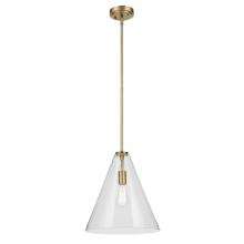  42200NBRCS - Everly 15.5" 1-Light Cone Pendant with Clear Seeded Glass in Natural Brass