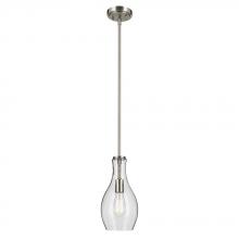  42456NI - Everly 13.75" 1-Light Bell Pendant with Clear Glass in Brushed Nickel