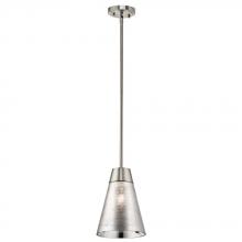  43792NI - Rowland 11.5" 1 Light Mini Pendant with Striated Mirrored Glass in Brushed Nickel