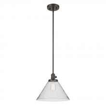  43905OZ - Avery 11.75" 1-Light Cone Pendant with Clear Seeded Glass in Olde Bronze