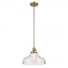  43906NBR - Avery 11.25" 1-Light Bell Pendant with Clear Seeded Glass in Natural Brass