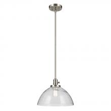  43912NI - Avery 11" 1-Light Dome Pendant with Clear Seeded Glass in Nickel
