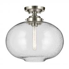  43913NI - Avery 14.5" 1-Light Flush Mount with Clear Seeded Glass in Nickel
