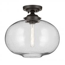  43913OZ - Avery 14.5" 1-Light Flush Mount with Clear Seeded Glass in Olde Bronze