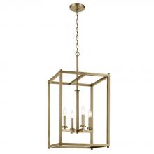  43998NBR - Crosby 31" 4-Light Foyer Pendant with Clear Glass in Natural Brass