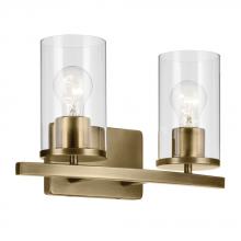  45496NBRCLR - Crosby 15.25" 2-Light Vanity Light with Clear Glass in Natural Brass