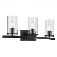  45497BKCLR - Crosby 23" 3-Light Vanity Light with Clear Glass in Black