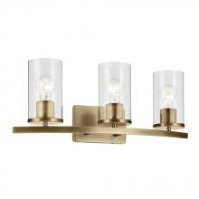  45497NBRCLR - Crosby 23" 3-Light Vanity Light with Clear Glass in Natural Brass