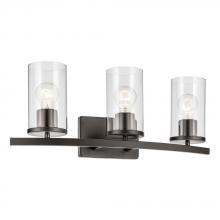  45497OZCLR - Crosby 23" 3-Light Vanity Light with Clear Glass in Olde Bronze