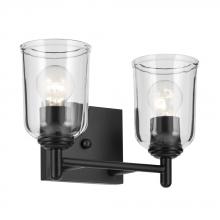  45573BKCLR - Shailene 12.5" 2-Light Vanity Light with Clear Glass in Black