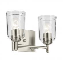 45573NICLR - Shailene 12.5" 2-Light Vanity Light with Clear Glass in Brushed Nickel