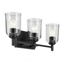  45574BKCLR - Shailene 21" 3-Light Vanity Light with Clear Glass in Black