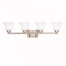  5391NI - Langford 35" 4 Light Vanity Light with Satin Etched White Glass in Brushed Nickel