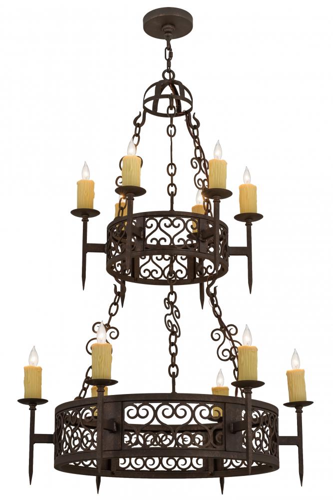 36"W Toscano 12 LT Two Tier Chandelier