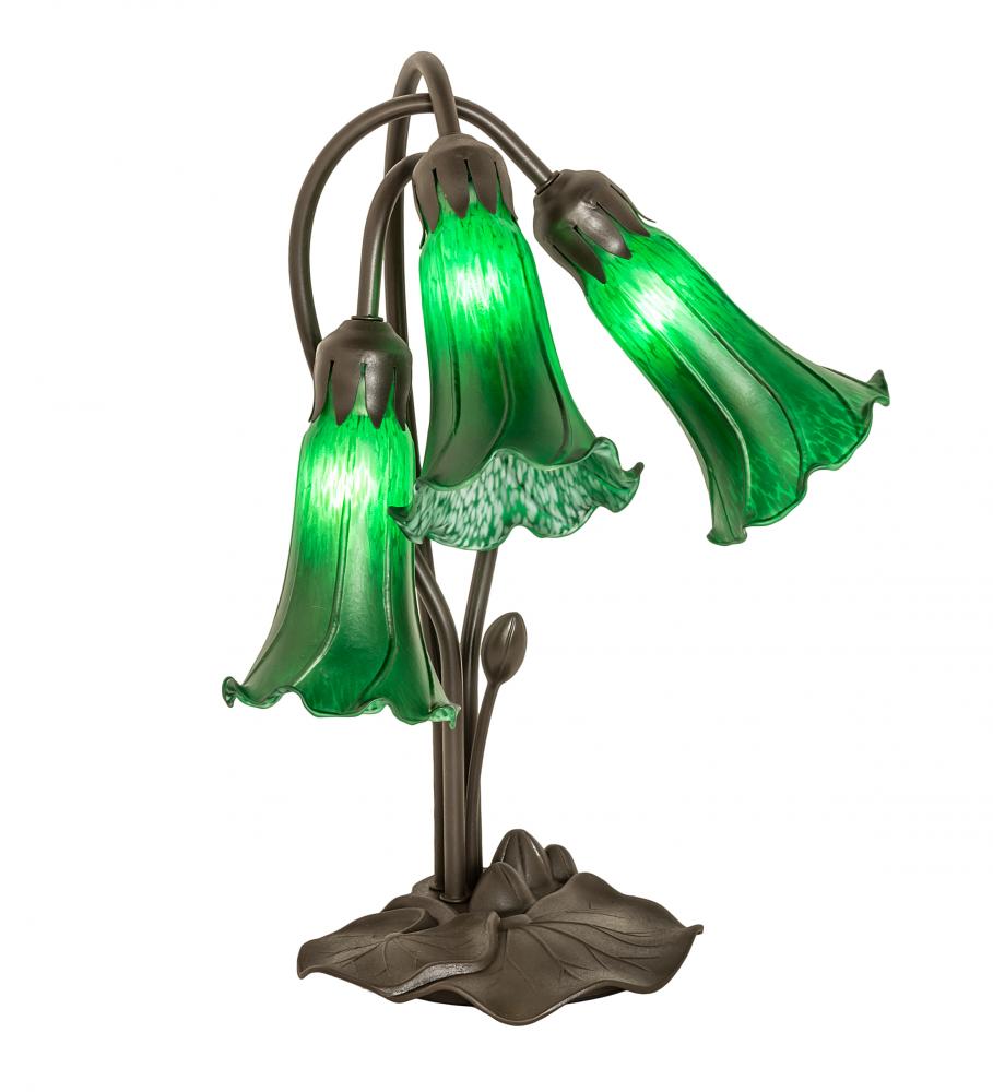 16" High Green Tiffany Pond Lily 3 Light Accent Lamp