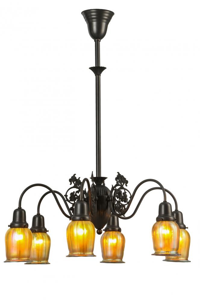 28"W Favrile Early Electric 6 LT Chandelier