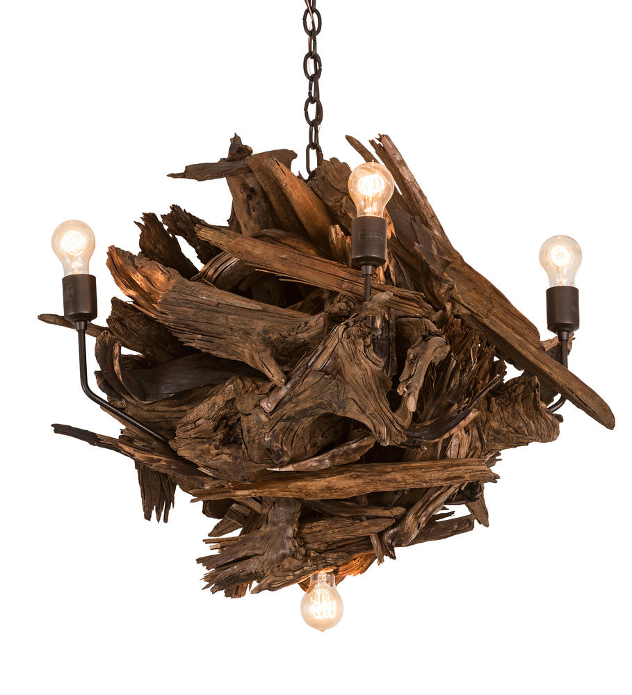 30" Wide Driftwood 6 Light Chandelier