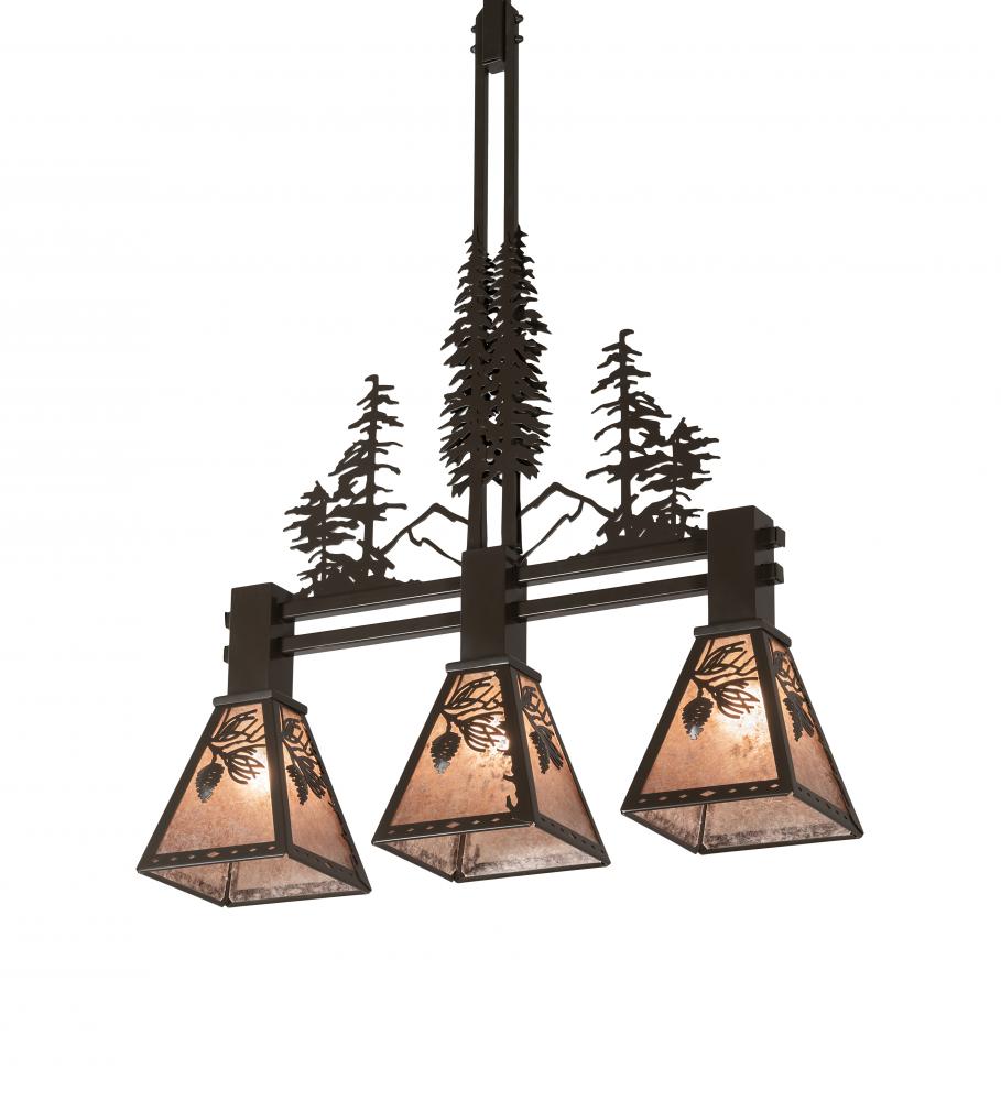 30" Long Winter Pine Tall Pines 3 Light Island Pendant