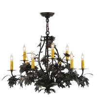  144383 - 32" Wide Oak Leaf & Acorn 9 Light Chandelier