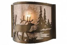  148034 - 12" Wide Elk at Lake Wall Sconce