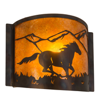 Meyda Green 213986 - 12" Wide Running Horses Wall Sconce