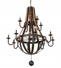 219497 - 48" Wide Barrel Stave Madera 12 Light Two Tier Chandelier