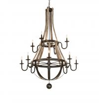 230170 - 56" Wide Barrel Stave Madera 12 Light Two Tier Chandelier