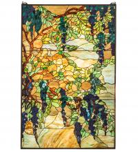  230806 - 32" Wide X 48" High Tiffany Wisteria & Snowball Window