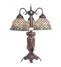  245479 - 23" High Tiffany Fishscale 3 Light Table Lamp