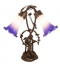  251856 - 17" High Blue/White Pond Lily 2 Light Trellis Girl Table Lamp