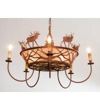 Meyda Green 50040 - 35"W Elk on the Loose 5 Arm Chandelier