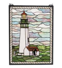  55949 - 15"W X 20"H Yaquina Head Lighthouse Stained Glass Window