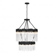  309C14MBFG - Matrix 14-Lt 2-Tier Chandelier - Matte Black/French Gold