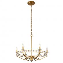  363C06AG - Monroe 6-Lt Chandelier - Antique Gold