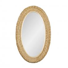  457MI24FGN - Athena 24x40 Oval Wall Mirror - French Gold/Natural Seagrass