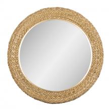  457MI40FGN - Athena 40-in Round Wall Mirror - French Gold/Natural Seagrass