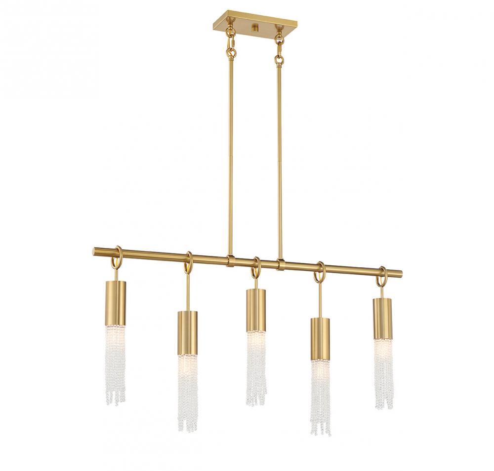 Chelsea 5-Light Linear Chandelier in Warm Brass