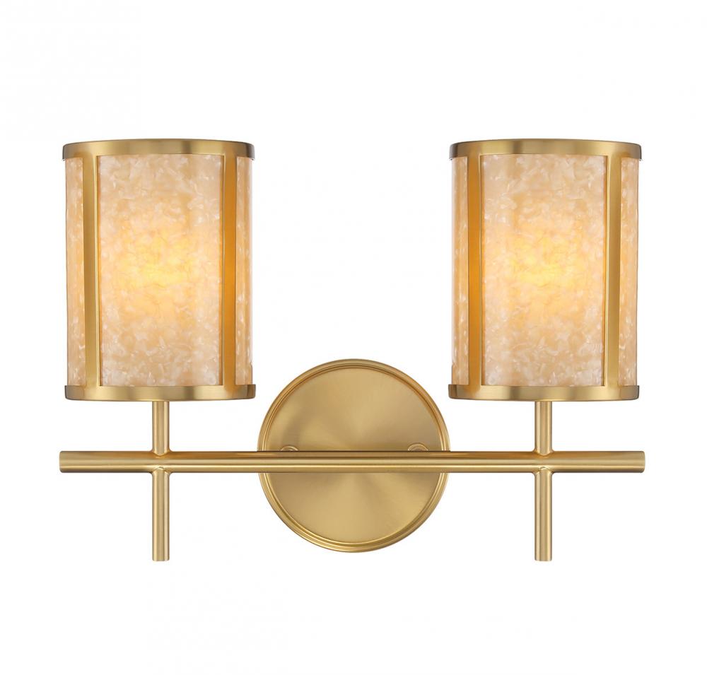 Camden 2-Light Bathroom Vanity Light in Warm Brass